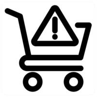Alert Cart and warning in black color vector