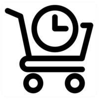 Cart Time and clock in black color vector