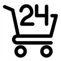 24x7 Cart and delivery icon concept in black color vector