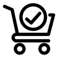 Approve Cart and approve icon in black color vector