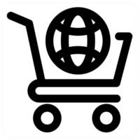 Global cart and shopping in black color vector