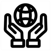 Global and earth icon in black color vector