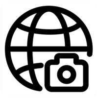 Global Camera and connection in black color vector
