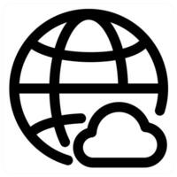 Global Cloud and globe in black color vector
