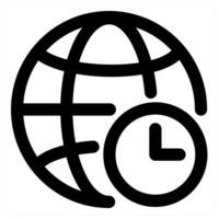 Global Time and time zone icon in black color vector