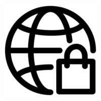 Global Shopping and ecommerce in black color vector