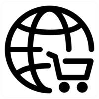 Global Cart and global in black color vector