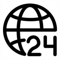 24x7 Global and connection in black color vector