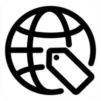 Global Tag and connection in black color vector
