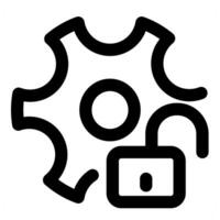 Unlock Setting and configuration in black color vector