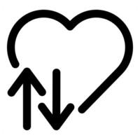 Heart and sync Icon Concept in black color vector