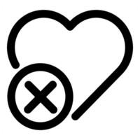 Wrong Heart Icon Concept in black color vector