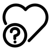 Heart Query Icon Concept in black color vector