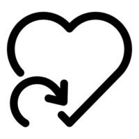 Heart Refresh and sync Icon Concept in black color vector
