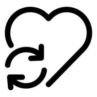 Heart Refresh and update Icon Concept in black color vector