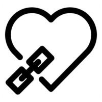 Heart Link Icon in black color vector