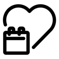 Heart calendar Icon Concept in black color vector