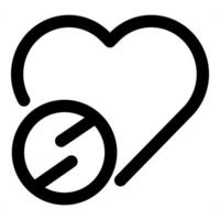 Heart Prohibited and ban Icon Concept in black color vector
