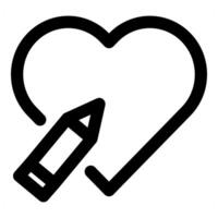 Heart Edit Icon Concept in black color vector