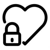 Lock Heart Icon Concept in black color vector