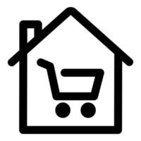 Home Cart and house in black color vector