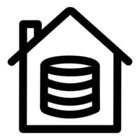 Home Server and house in black color vector