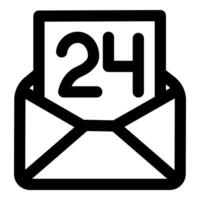 24x7 Message icon concept in black color vector