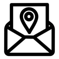 mensaje ubicación icono concepto en negro color vector