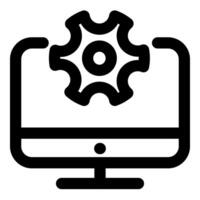 Laptop Setting icon concept in black color vector