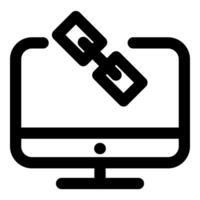 Laptop Link icon in black color vector