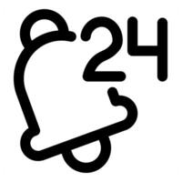 24x7 Notification icon concept in black color vector
