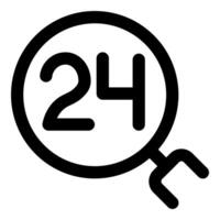 24x7 search icon concept in black color vector