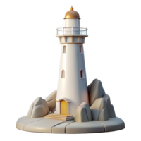 vibrant rustic Tall White Lighthouse on a authentic png