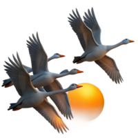 serene artistic A Flock of Geese Flying in a V authentic png