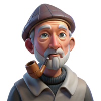 dramatic artistic An Elderly Man with Deep Wrinkles and authentic png