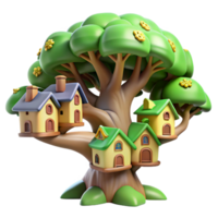 impressive minimalist A Giant Tree with Houses Built Into high resolution png
