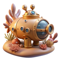 elegant minimalist A Steampunk Submarine Exploring a authentic png