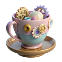 impressive artistic A Whimsical Steampunk Teacup Adorned high resolution png