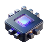 dramatic modern A Single Glowing Microchip Floating in professional png