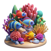 elegant modern A Coral Reef Teeming with Colorful authentic png