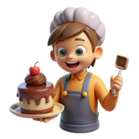 serene abstract A Mischievous Brownie Baking a Cake in genuine png