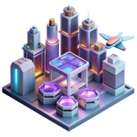 wonderful rustic A Stylized Isometric View of a Futuristic genuine png