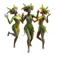 vibrant rustic A Group of Playful Dryads Dancing in a Sun authentic png