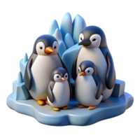 vibrant classic A group of penguins huddled together on an icy landscape, cold tones, realistic style high quality png