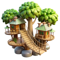 extraordinary artistic A Treehouse Village Connected by Rope detailed png