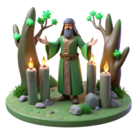 serene traditional A Wise Druid Performing a Ritual in a professional png