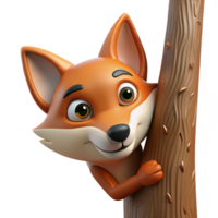 impressive modern A Sly Fox Peering out from Behind a Tree original png