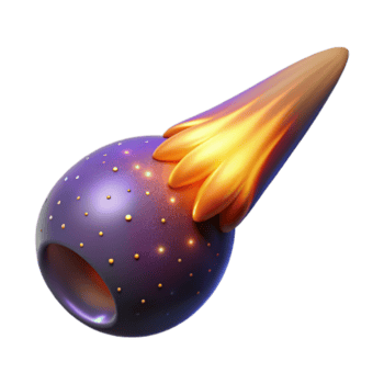 majestic peaceful elegant Hyper-specific professional render, isolated cutout, of a single, photorealistic comet, trailing cosmic dust with Transparent Background gallery standard png