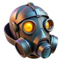 glorious acclaimed Cyberpunk gas mask with glowing filters and intricate details with Transparent Background png