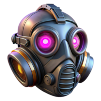 impressive standout Cyberpunk gas mask with glowing filters and intricate details with Transparent Background png